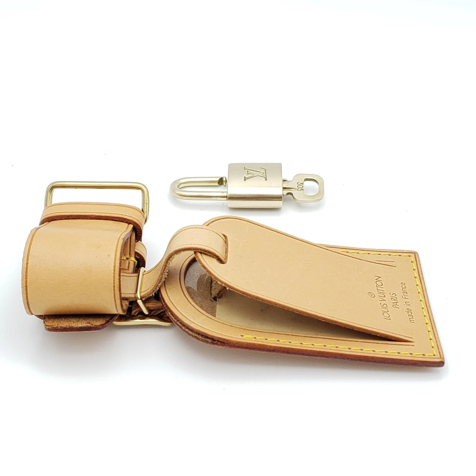 100% Authentic Louis Vuitton Luggage tag /Nametag with Gold Lock and Key