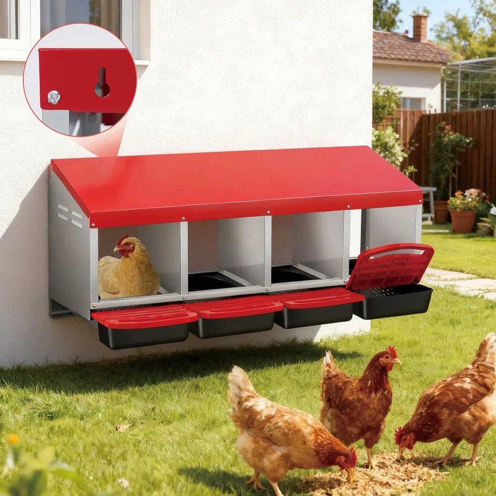 MultiCompartment Metal Hen Chicken Nesting Box Automatic Roll-Out Egg Collection