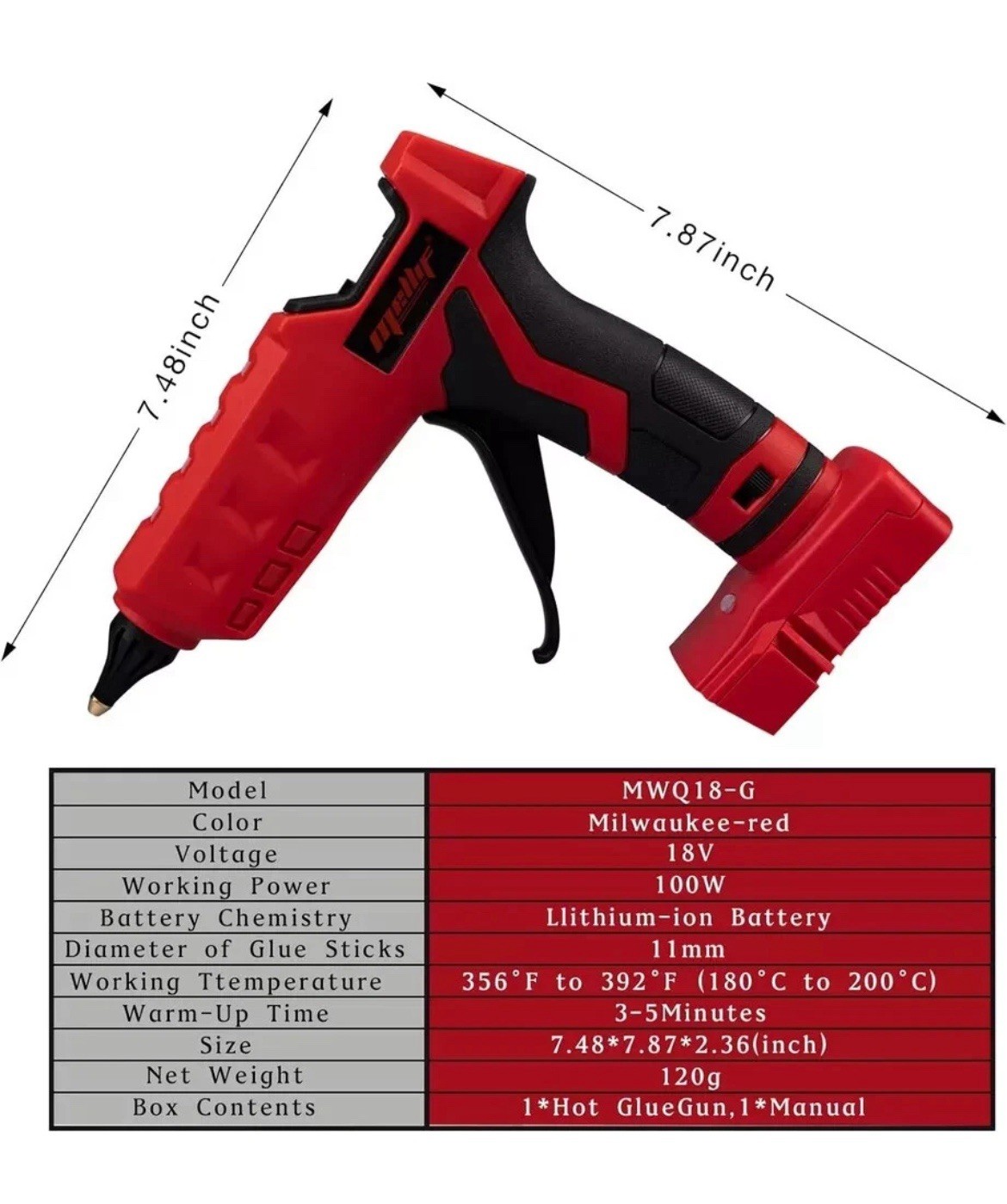 Mellif Cordless Hot Glue Gun FOR Milwaukee 18V - DIY Fabric PDR Dent Repair Car