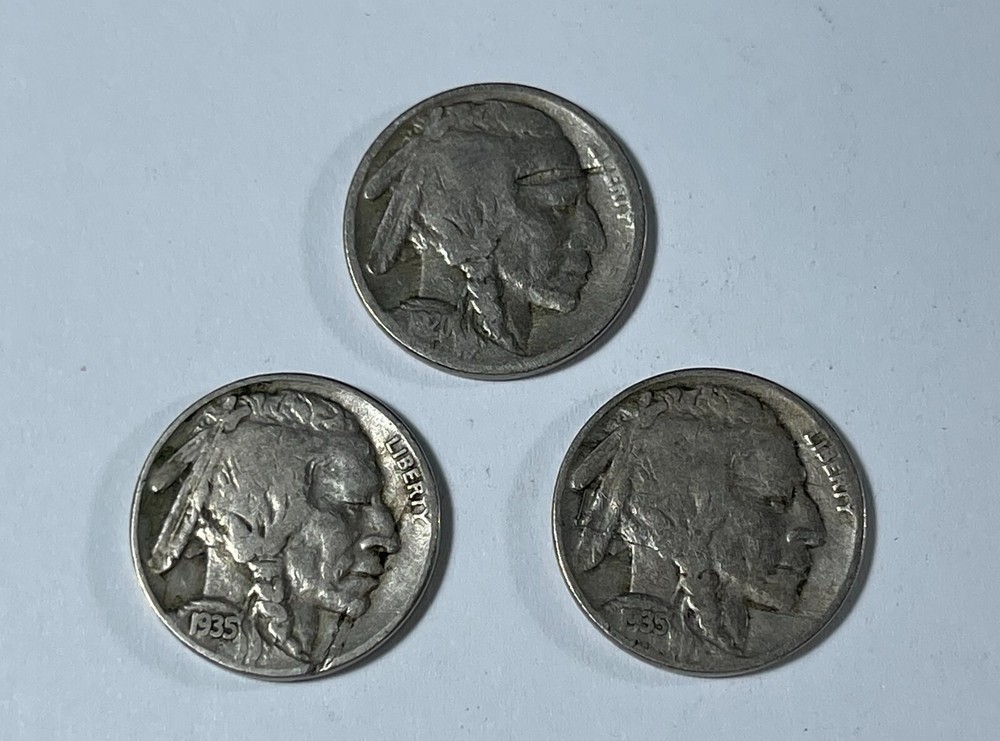 Errors 1935 (2) & 1920-S Buffalo 5C (#20716) Obv Die issues 3 pcs