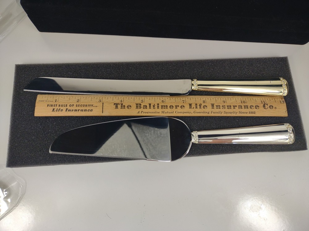 Things Remembered Cake Serving Set silver plated flute and server w box wedding