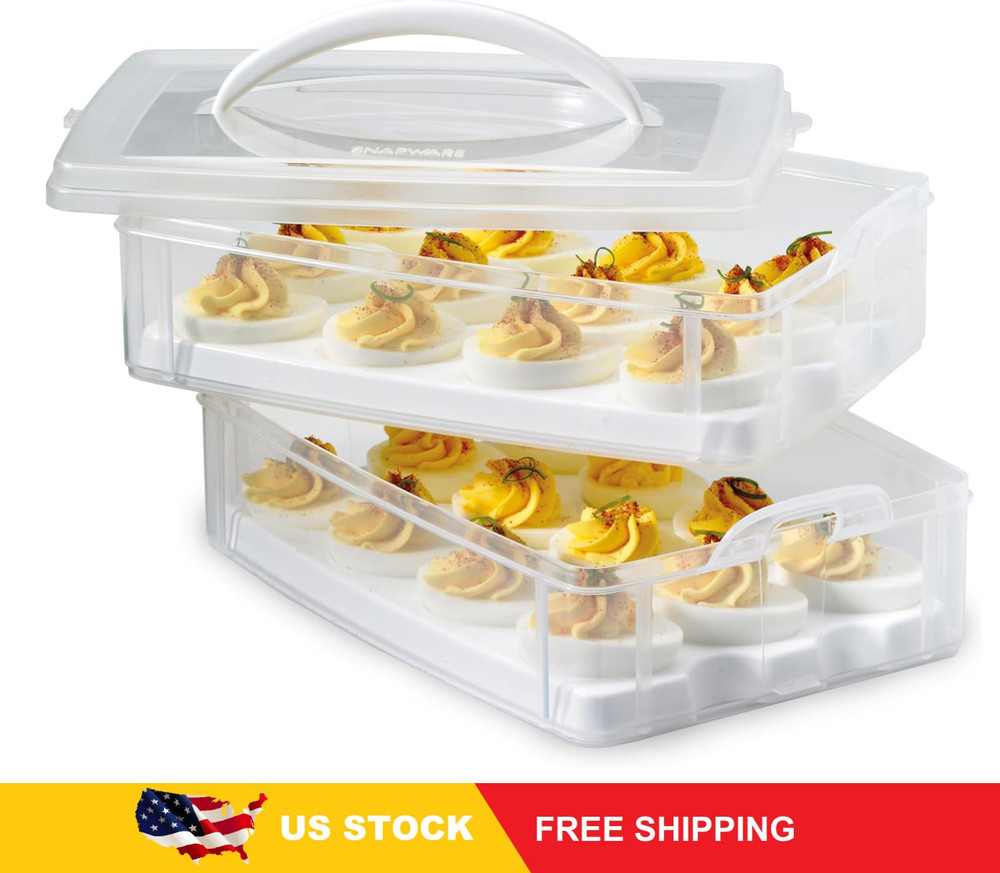 Snapware 2-Layer,24 Eggs Plastic Detachable Deviled Egg Carrier Storage