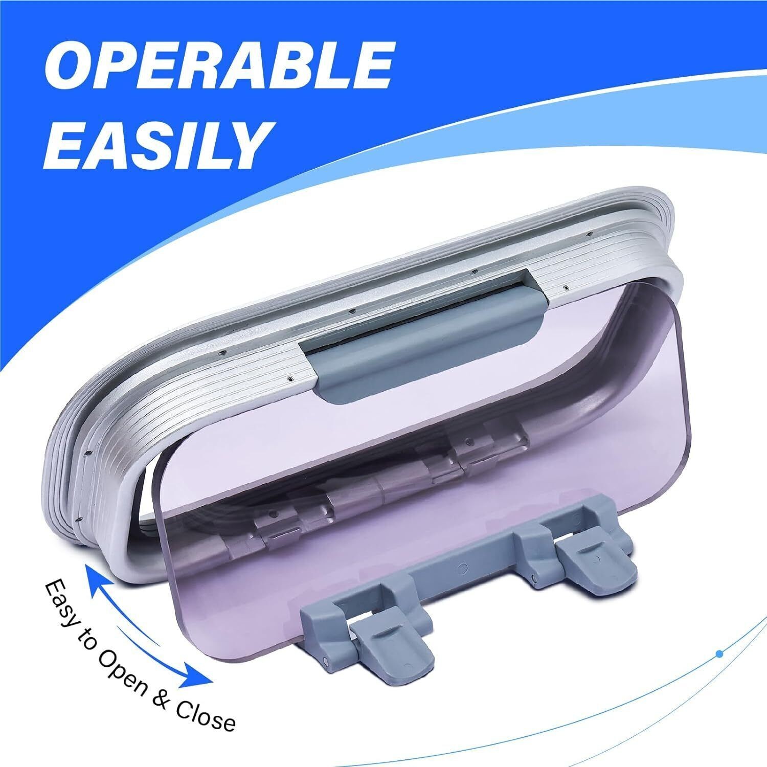 14.5" x 7.6" Rectangular Deck Hatch Anodized Aluminum Boat Porthole Window