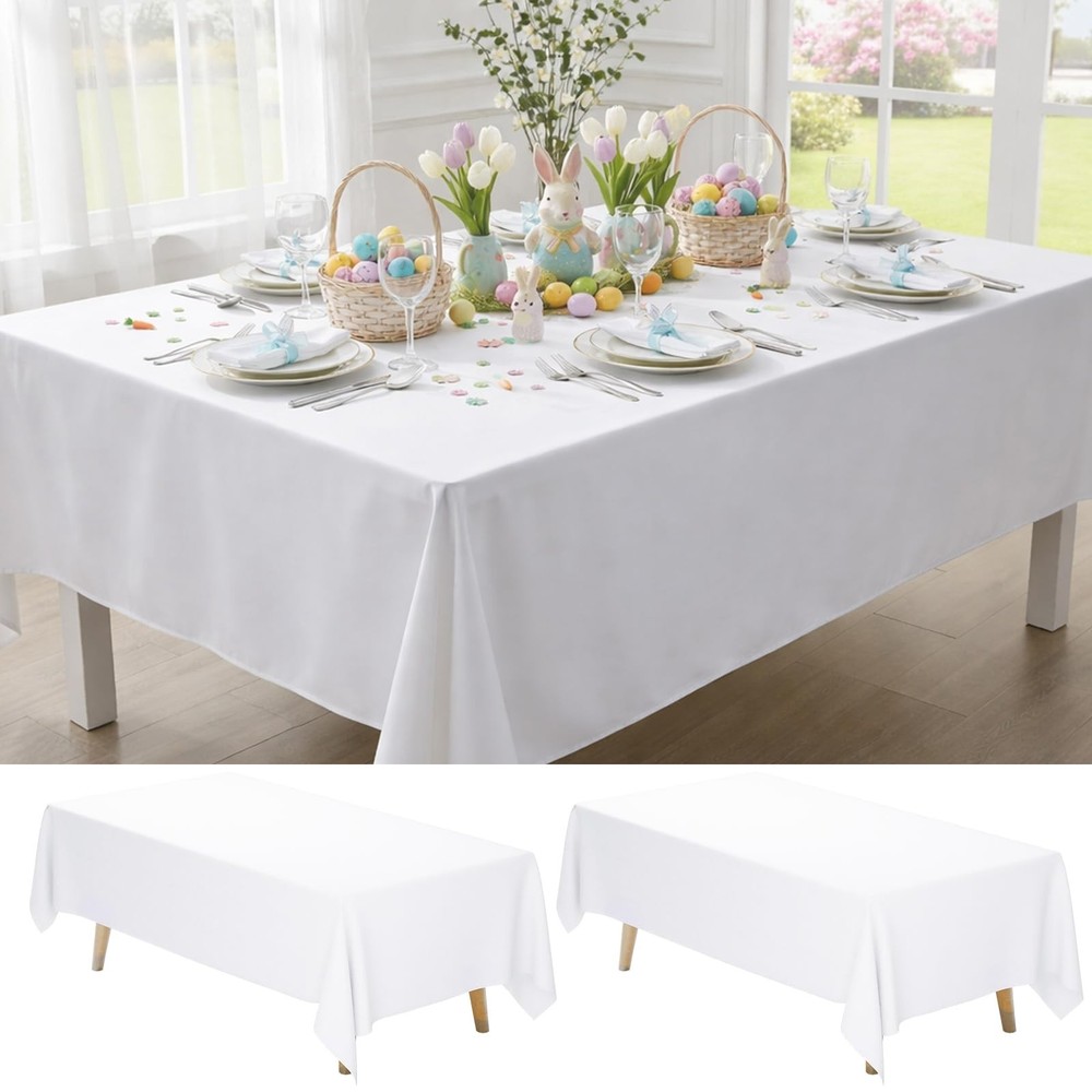 Rectangle Tablecloths 70x120 Inch, 2 Pack Polyester Covers for Parties & Wedding