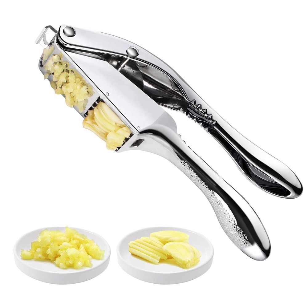 Garlic Press & Slicer 2-in-1 Mincer Crusher Kitchen Tool