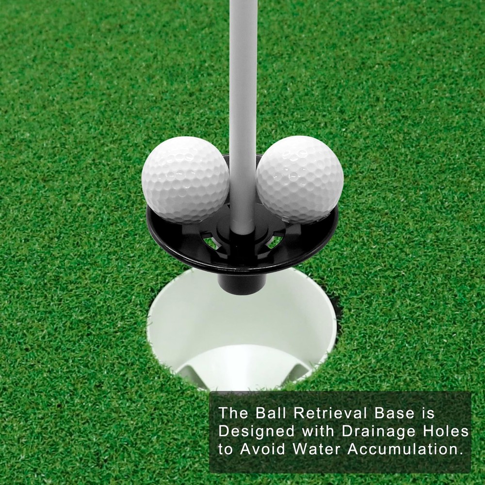 3ft Golf Flagstick - Portable Two-Section Design - Ball Retrieval Base - Perf...