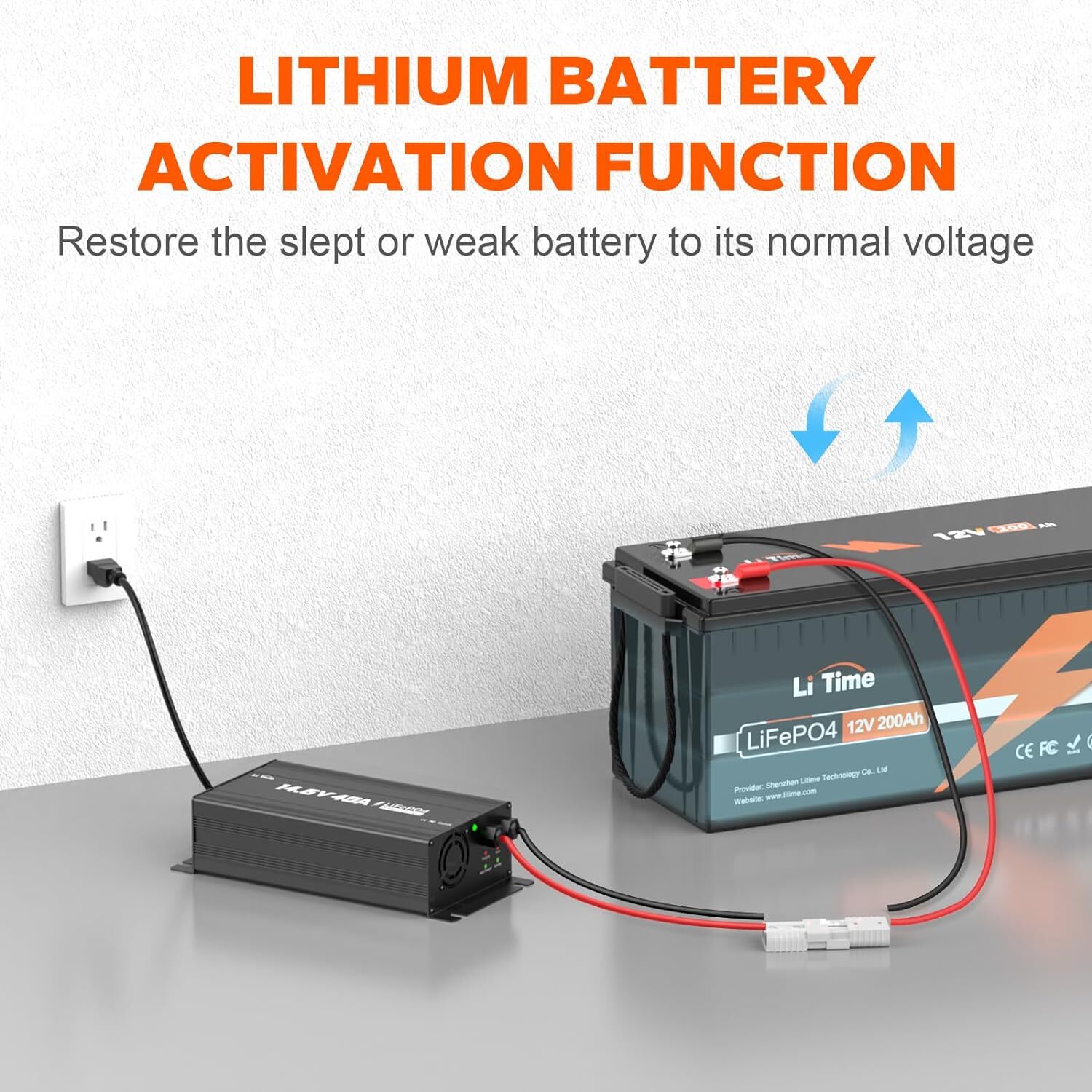 LiTime 14.6V 40A AC-DC Smart Charger Mountable For 12V LiFePO4 Lithium Battery