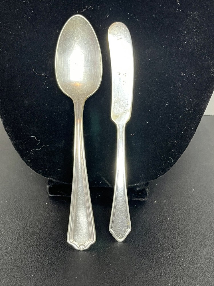 International S. Co., XII, Silver plated Spoon & Unbranded Butter Knife Serving