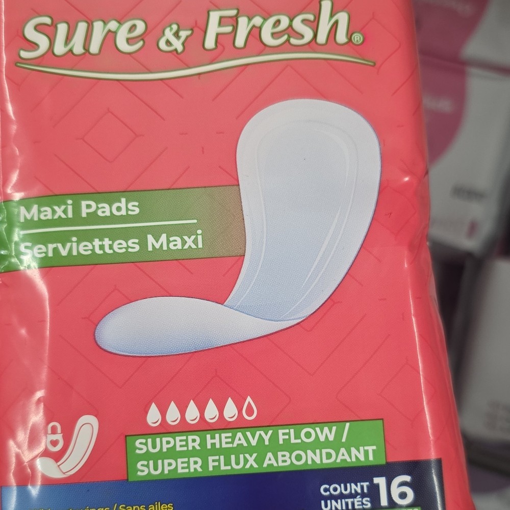 Maxi Pads Super Heavy Flow Individually Wrapped Without Wings 16 Pack White