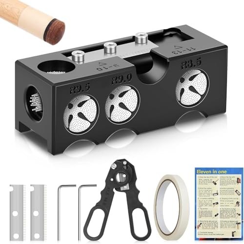 Pool Cue Tip Shaper & Replacement Kit - Cue Tips Repair Tool for Billiards