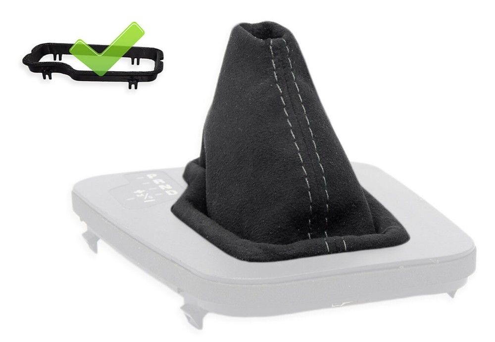 FOR BMW E46 automatic GEAR SHIFT BOOT GAITER ALCANTARA STITCHING GRAY+ FRAME