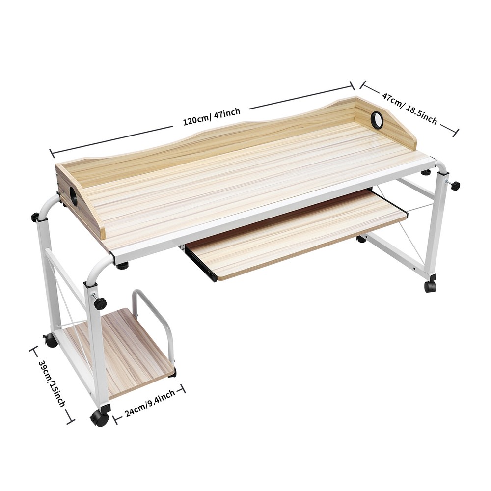 Mobile Adjustable Home Office Desk - Cross-Bed Stretchable & Movable Design