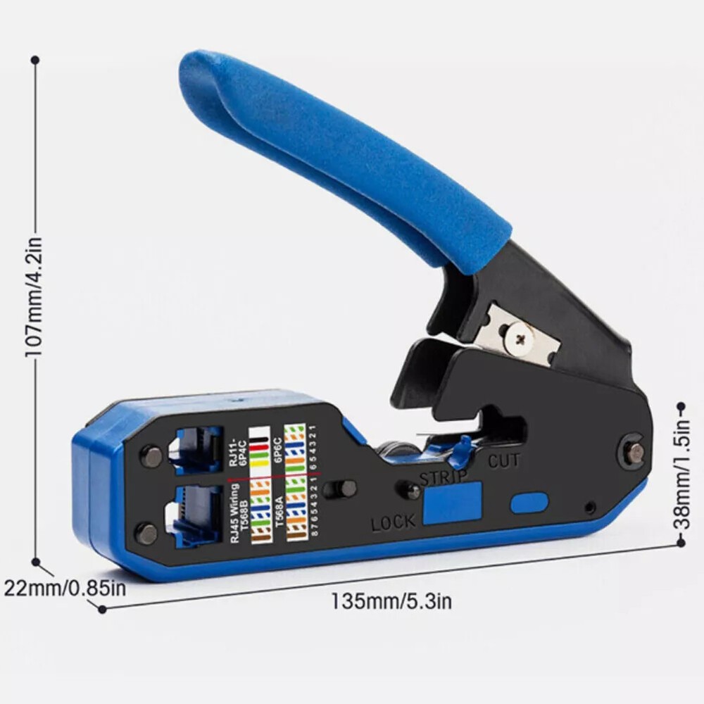 RJ45 Crimper Tools Pass Through Crimping Tool Kit Network Cable Connector Kit