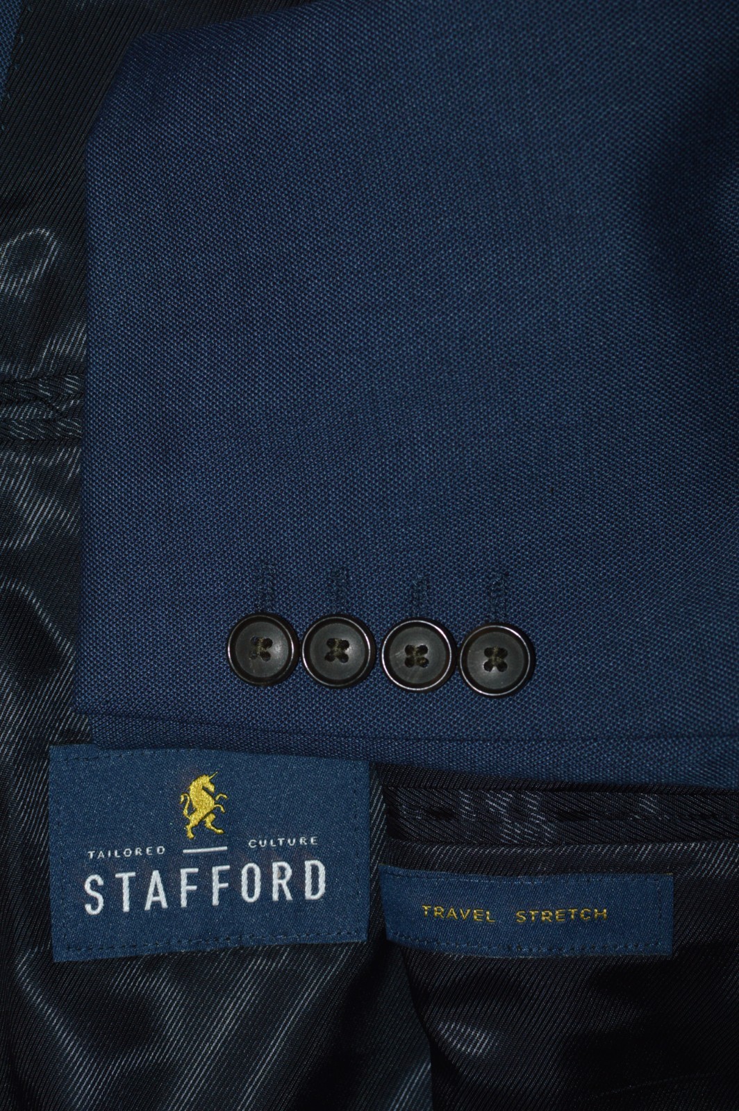 Llike New (2Pc Suit 50L 50 Long L) STAFFORD Blue Wool Travel Suit 46x29.5