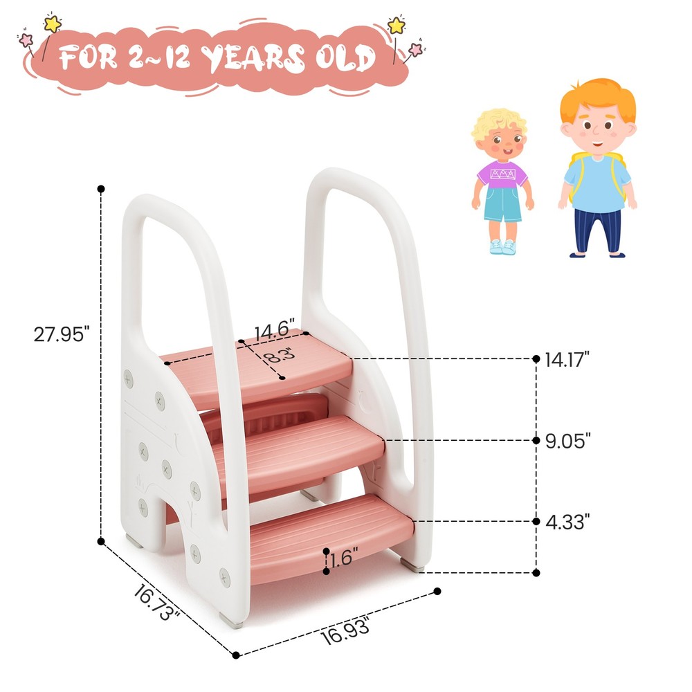 3 Step Stool Kids Step Stool Stepping Standing Stool Helper Lightweight Non-Slip