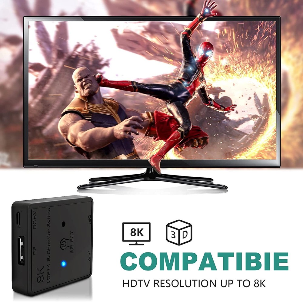 Multi Display Splitter, Bidirectional Switcher, 1DP14 Bi-Direction Switch for Pc