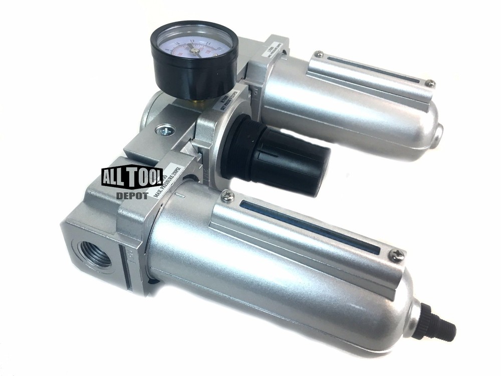 1/2" H/D COMBO PARTICULATE FILTER REGULATOR LUBRICATOR COMPRESSED AIR Auto Drain
