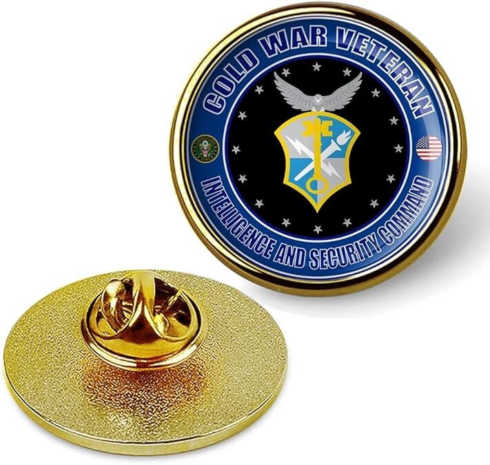 Cold War Veteran Intelligence and Security Command Tie Shirt Lapel Pin - Gold