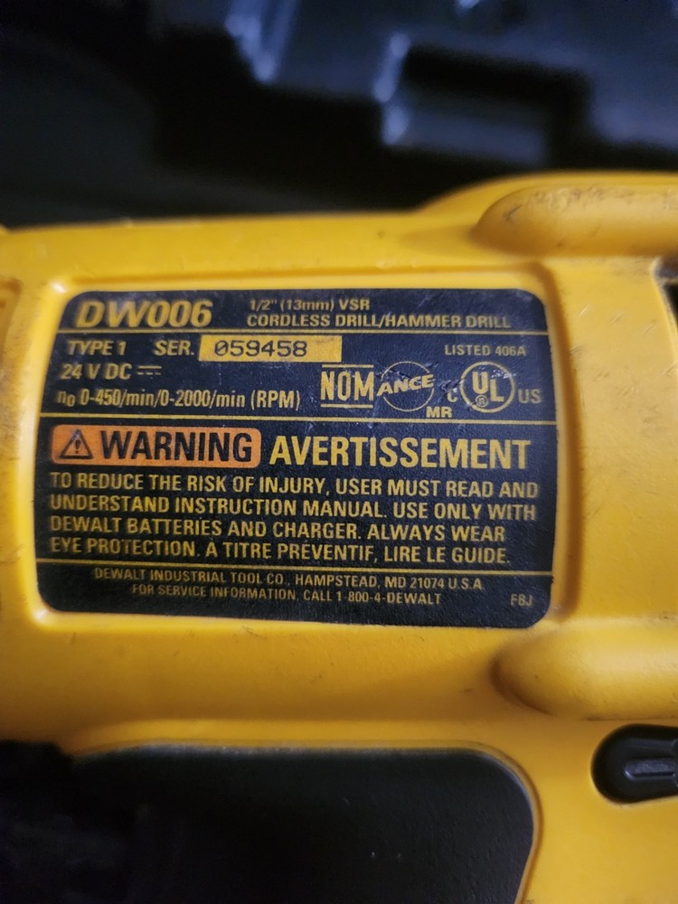 Dewalt 24V 1/2" Cordless Drill/ Hammer Drill DW006