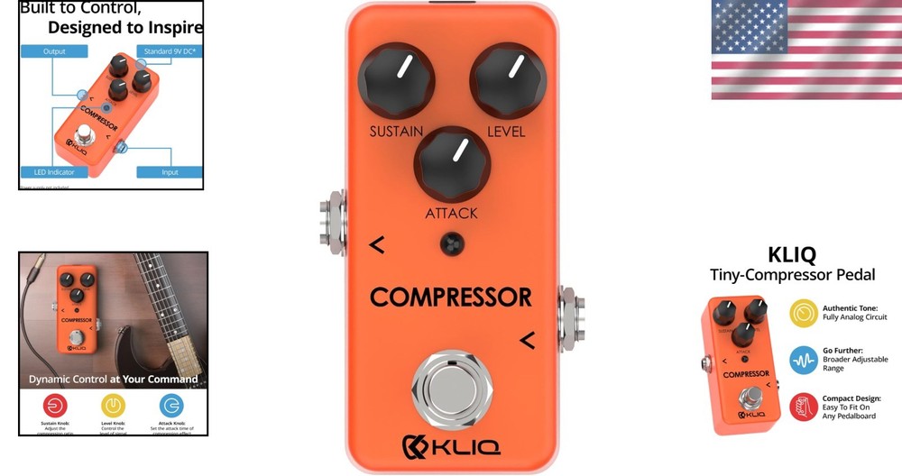 KLIQ Tiny Compressor Pedal for Guitar Bass