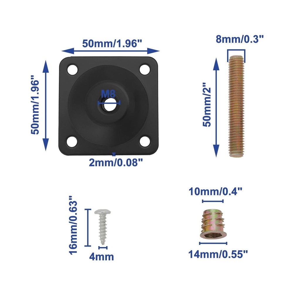 8Sets M8 Angled Legs Fixing Mounting Plate 12° Suitable for Securely Attachin...