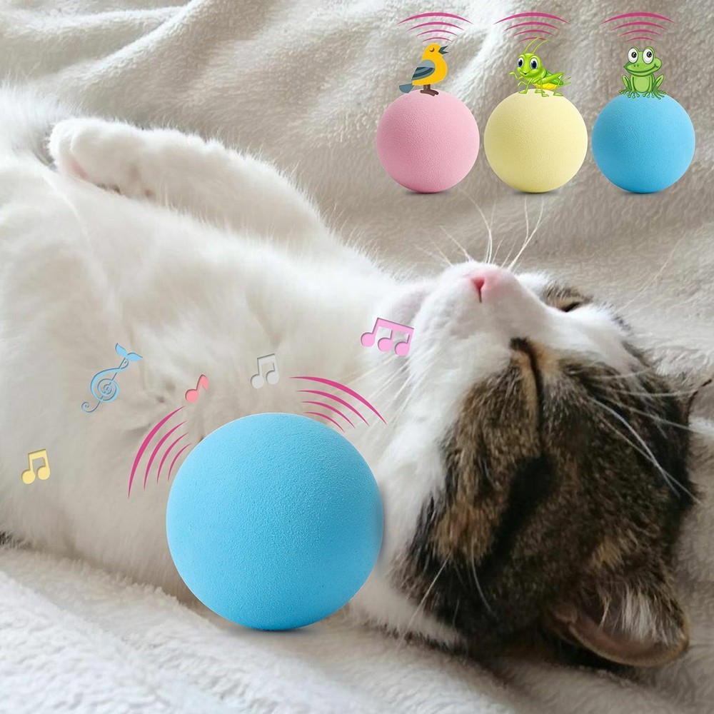 3PCS Cat Gravity Ball Smart Touch Sounding Interactive Pet Squeak Balls Toy