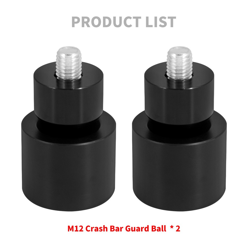 2x Black Engine Protective Guards Crashs Bars M12 End Balls Protector For Harley