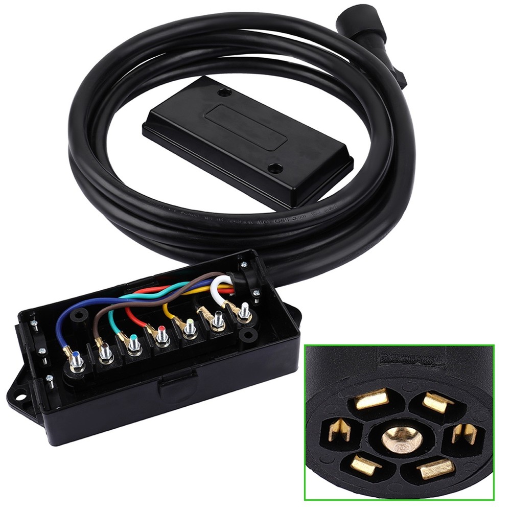 7 Way RV Trailer Harness & Wired Junction Box, 12ft