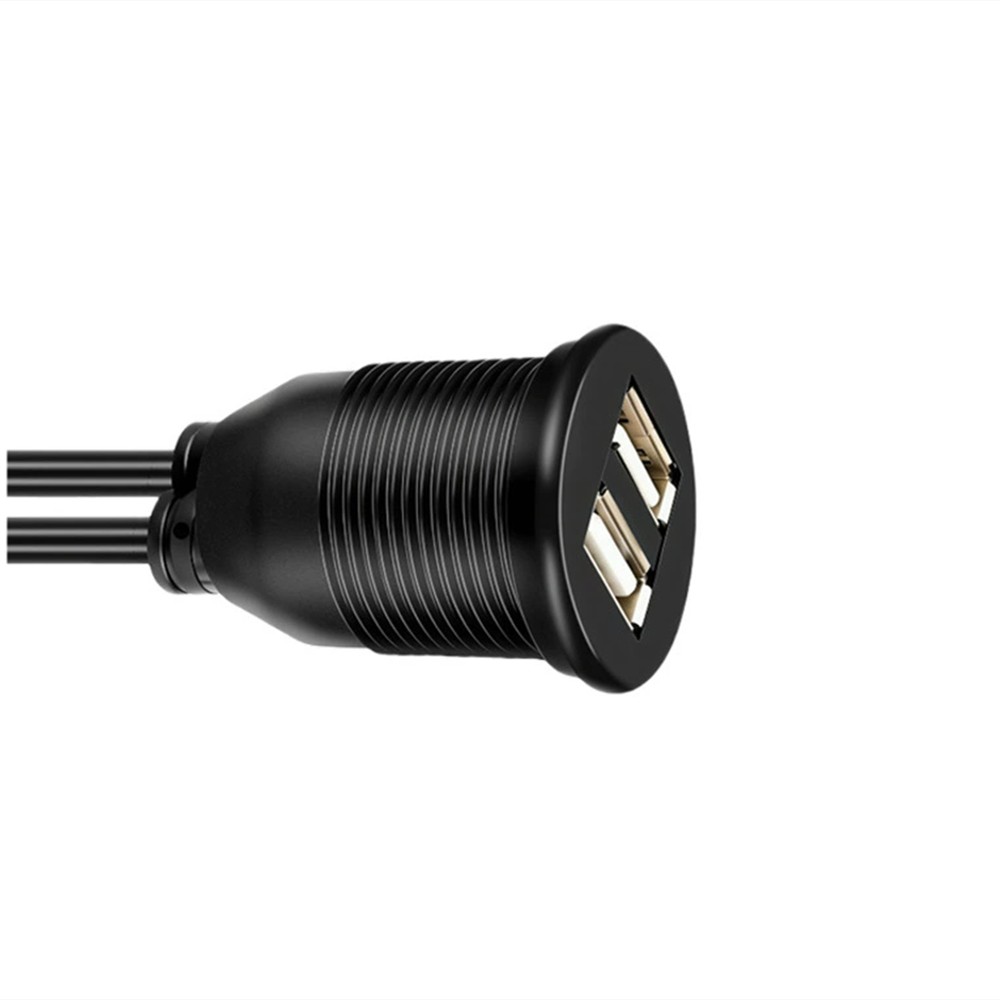 Car Dash Flush Mount Dual USB Port Panel Interface Extension 100cm Cable Adapter