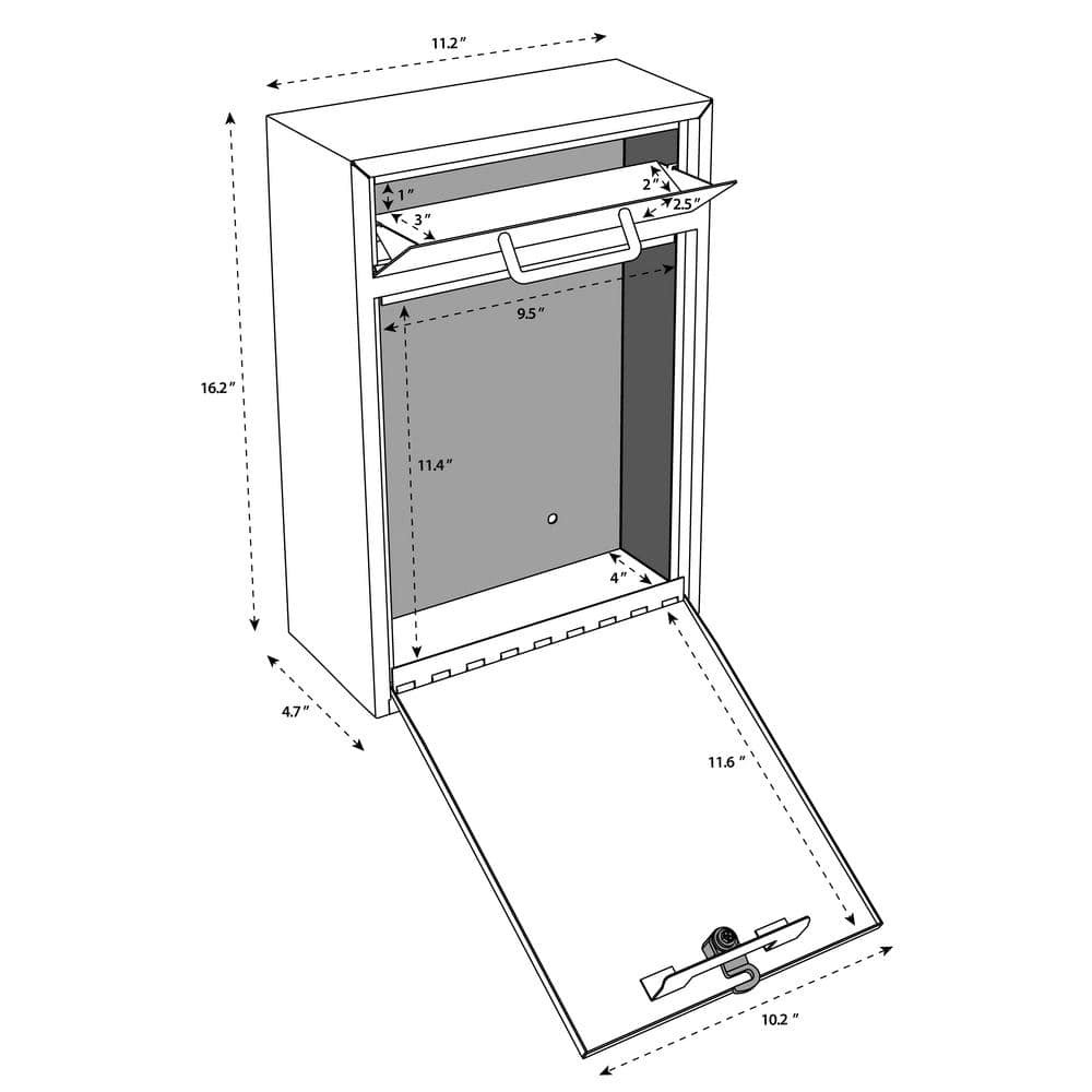 Mail Boss Olympus Locking Wall-Mount Drop Box with High Security Reinforced
