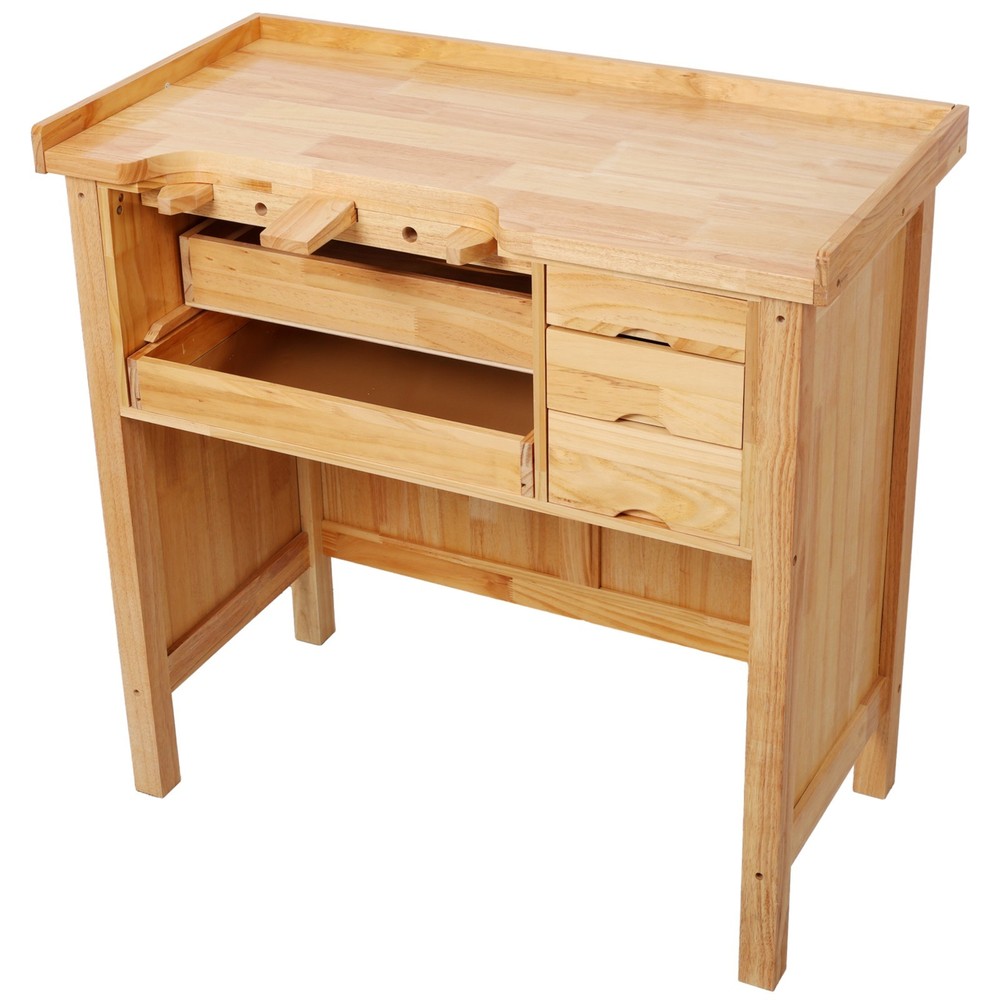 Sturdy Solid Wood Workbench for Jewelry Making with Practical Drawers
