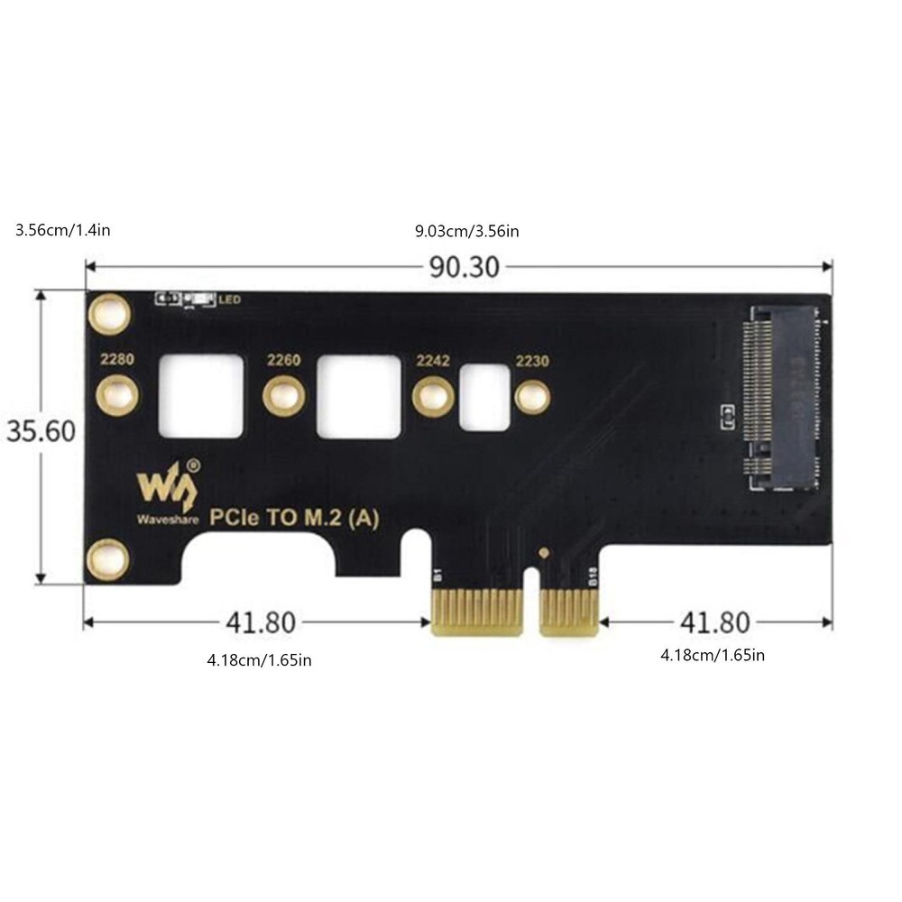 PCIe to M.2 Adapter Card with LED Light for Raspberry Pi RPI Compute Module 4 c