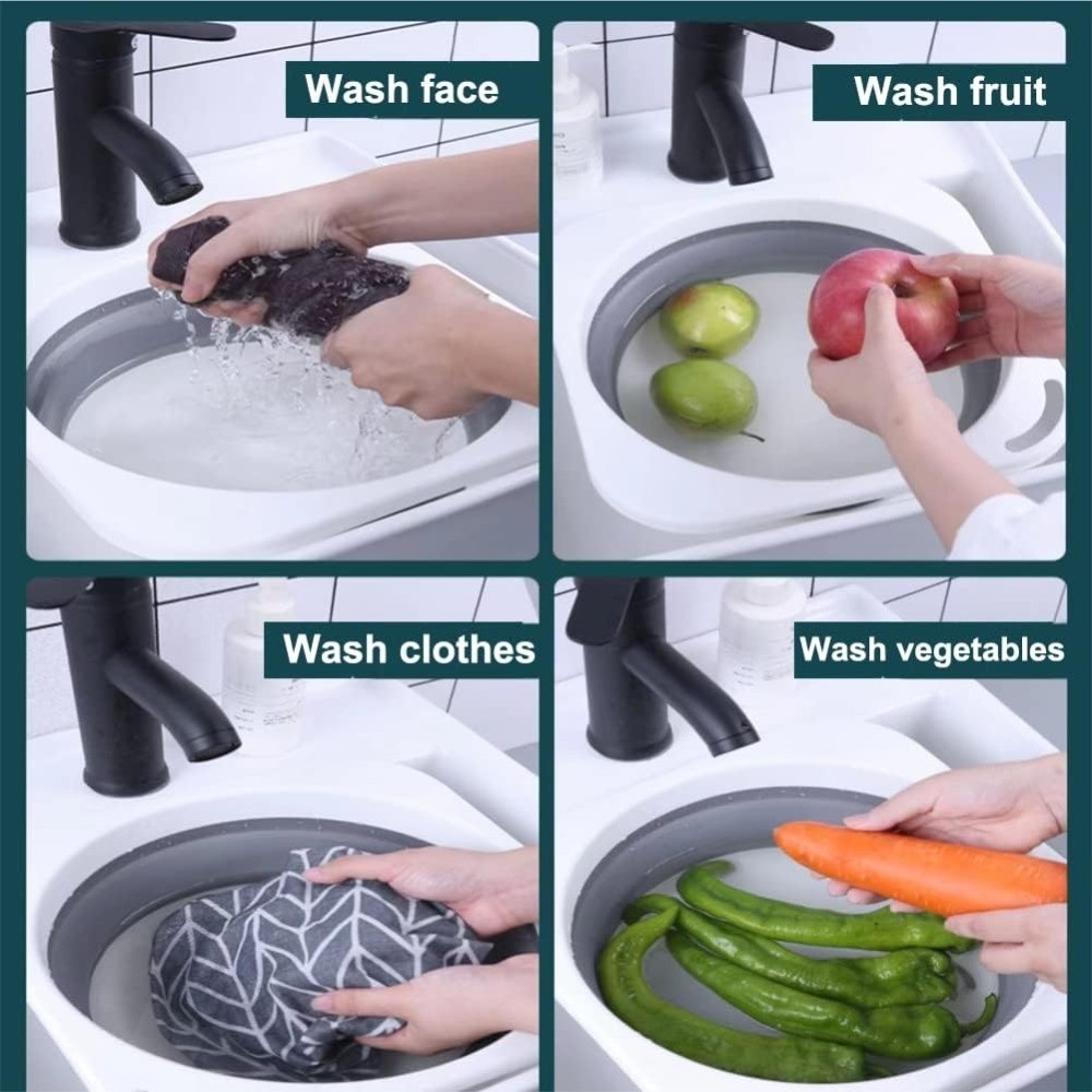 Collapsible Plastic Wash Basin 5L 1.4 Gallon Foldable Dishpan Small Bathtub