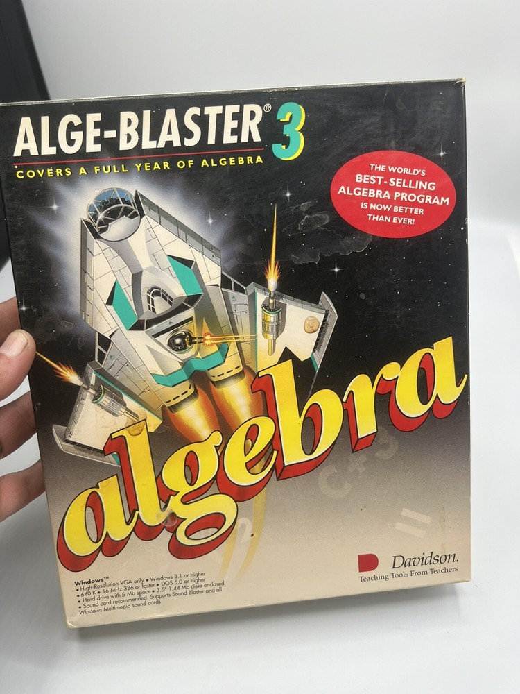 Alge-Blaster 3 Software Windows 3.5” Disk Algebra Davidson Math Curriculum 1993