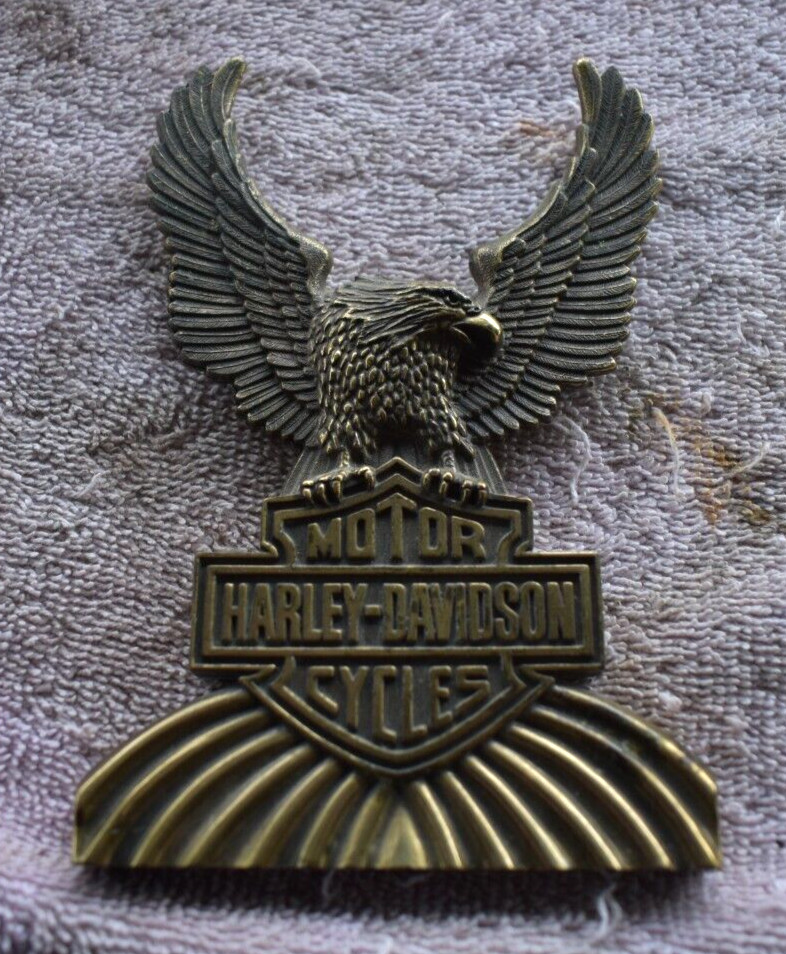 Vintage Harley-Davidson FXR 1970-80s Eagle Bar & Shield Sissy Bar Emblem Mount#2