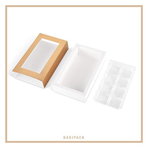 20 Truffle Box, Chocolate Gift Box Packaging, Candy Boxes with 8-Piece Gold