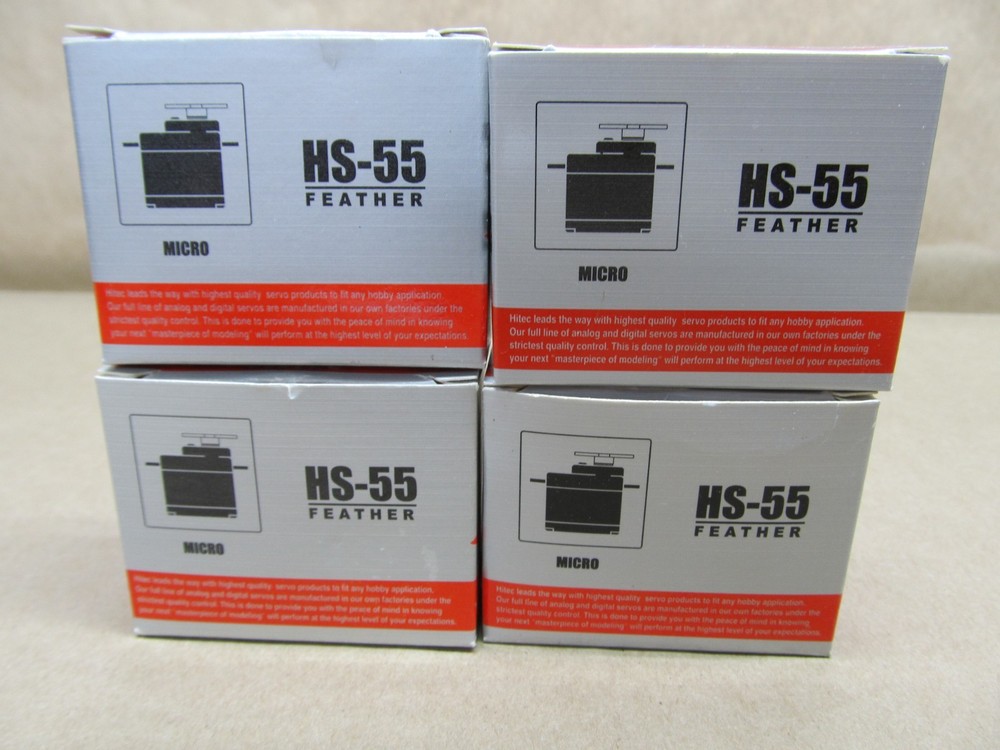Four Hitec HS-55 Micro Feather Servos