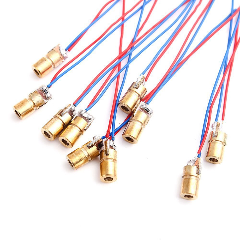 100PCS 650nm 6mm 3V 5mW Laser Dot Diode Module Red Copper Head Mini pointer ]