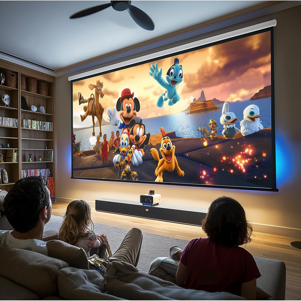 120" Motorized Projector Screen, Electric 16:9 Projector Screen with Remote C...