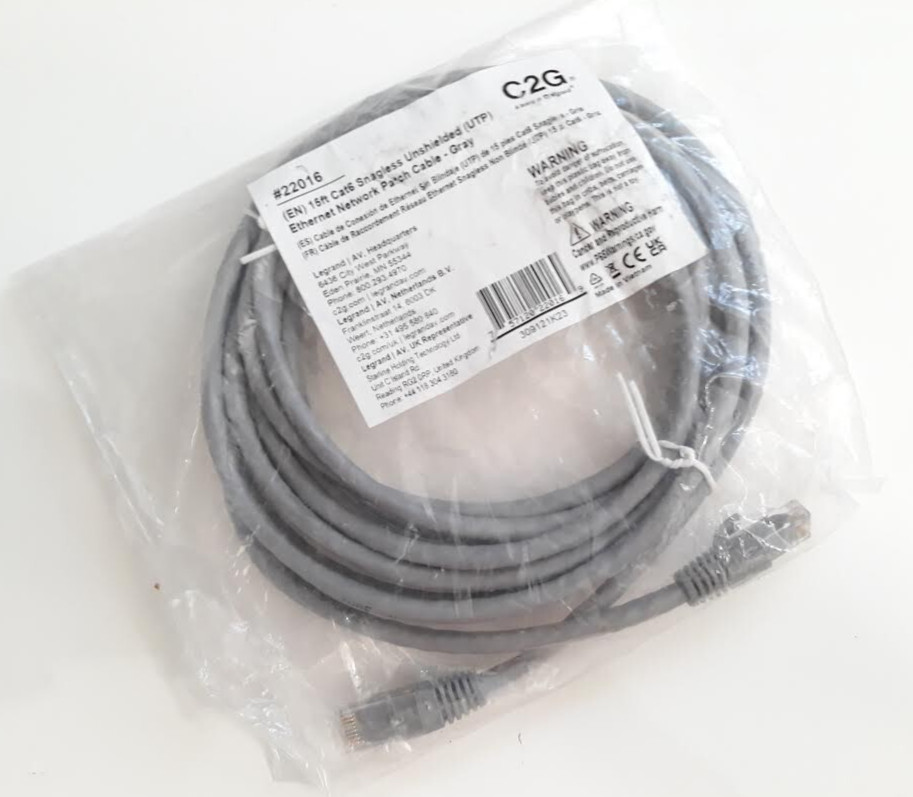 15ft Cat6 Snagless Unshielded (UTP) Ethernet Network Patch Cable Gray 22016 C2G