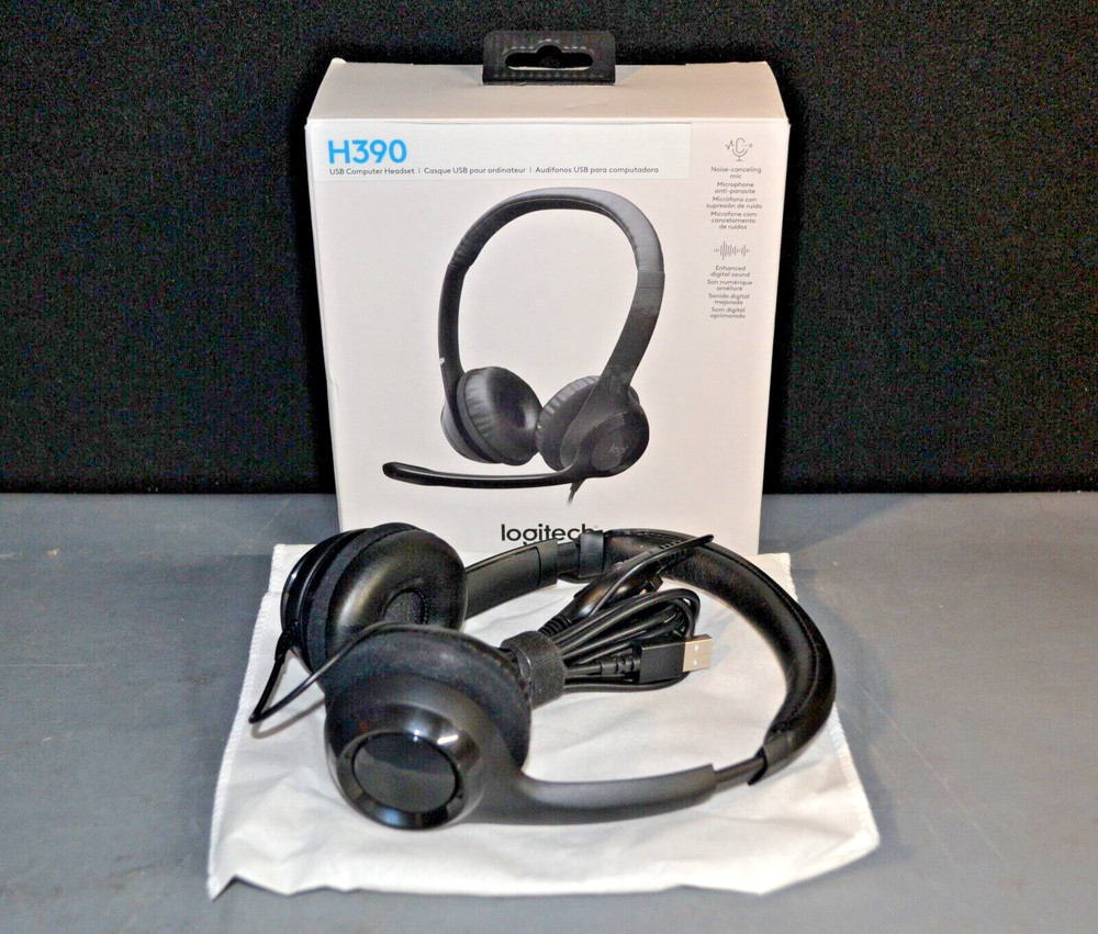 Logitech H390 Overhead USB Computer Headset w/ Noise-Canceling *NEW OPEN BOX*