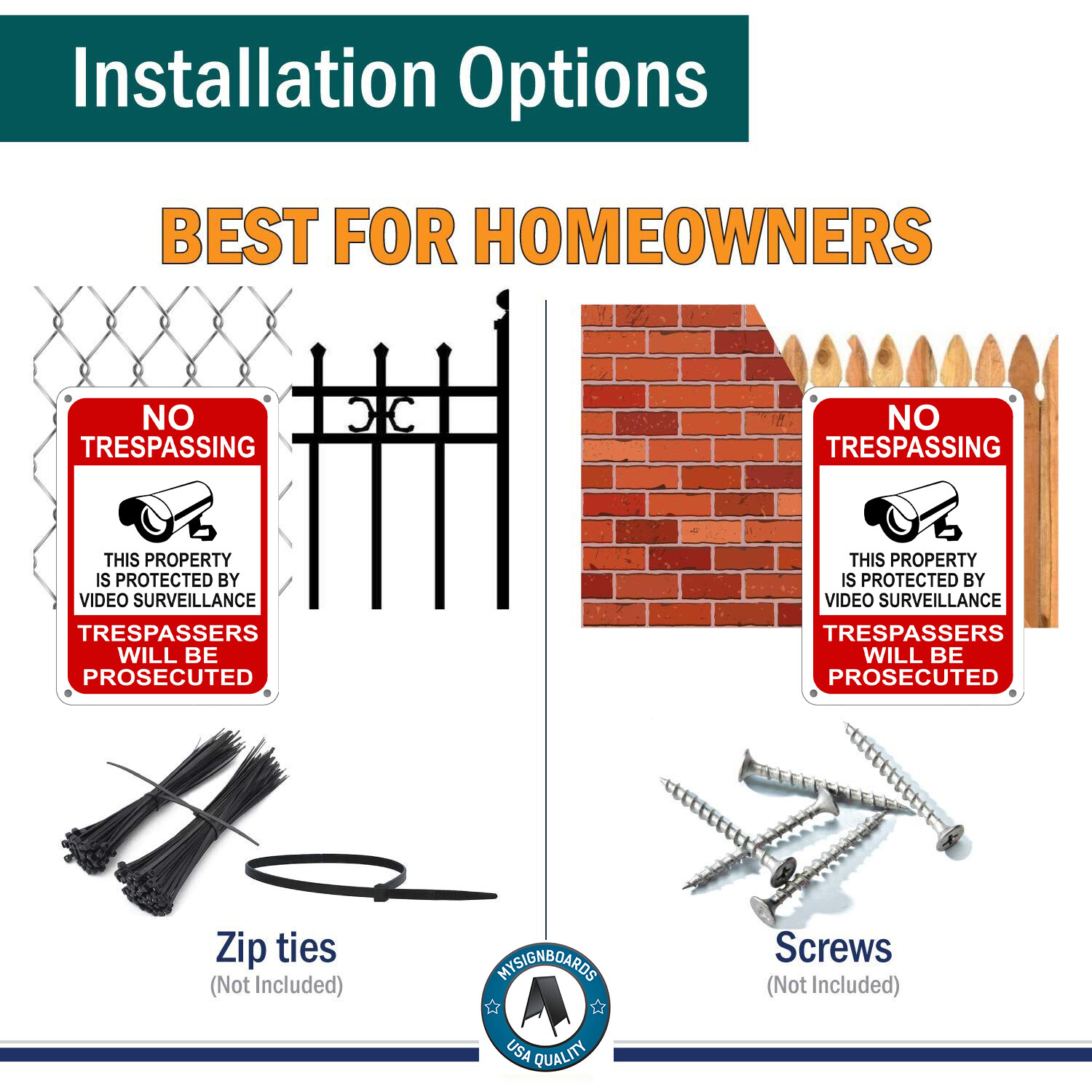 Property Protected By Video Surveillance Warning Security Camera Sign cctv 7x11"