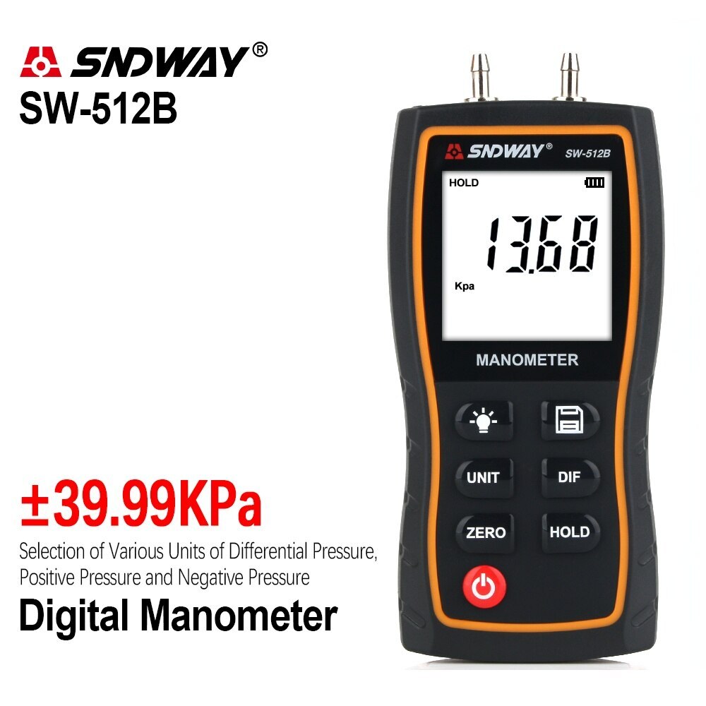 Digital Manometer Air Pressure Meter Differential Pressure Gauge Kit Tools