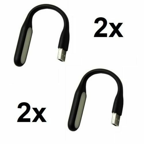 2x USB LED Lamp Light Laptop Computer Desktop Bright White Study Flexible Black
