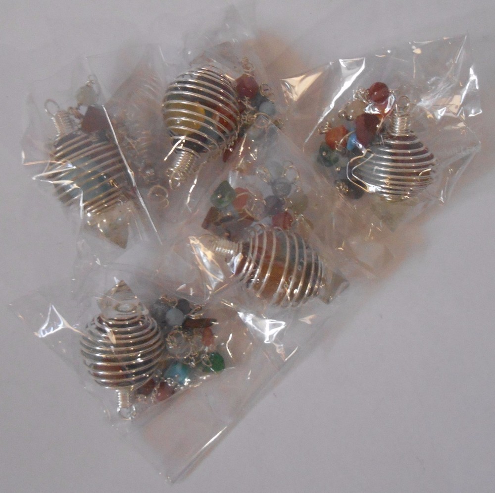 Rainbow Gemstone Wire Pyramid Point Dowsing Pendulum NEW Chakra Healing Pendant