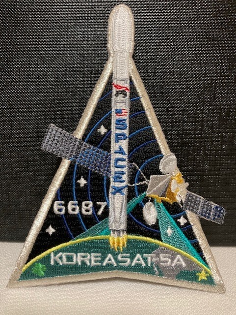 SpaceX Patch KOREASAT-5A- FALCON 9 Mission Patch for Satellite Launch Mission