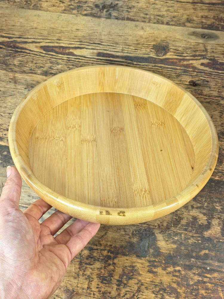 Handcrafted Round Bamboo Serving Tray Bowl
