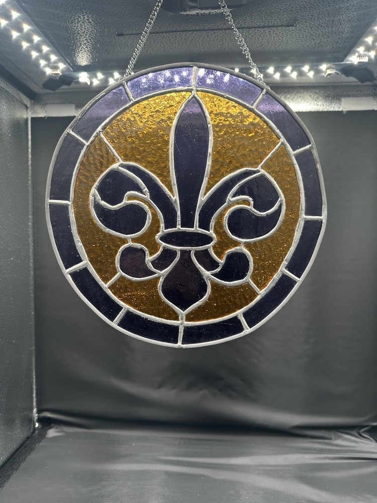 Fleur De Lis Stained Glass Panel 10” X 10”