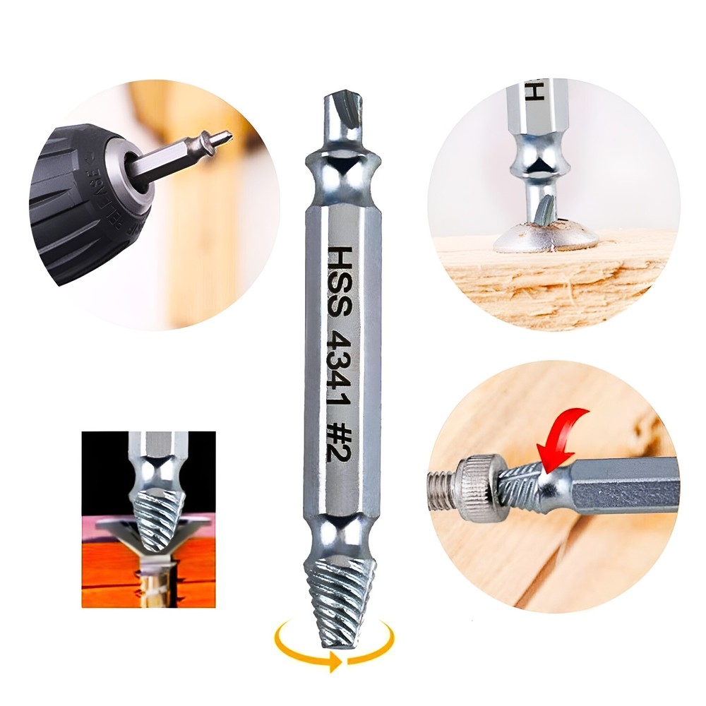 5PCS Damaged Screw Extractor Broken Screws Bolt Stripped Remover Tool Kit US