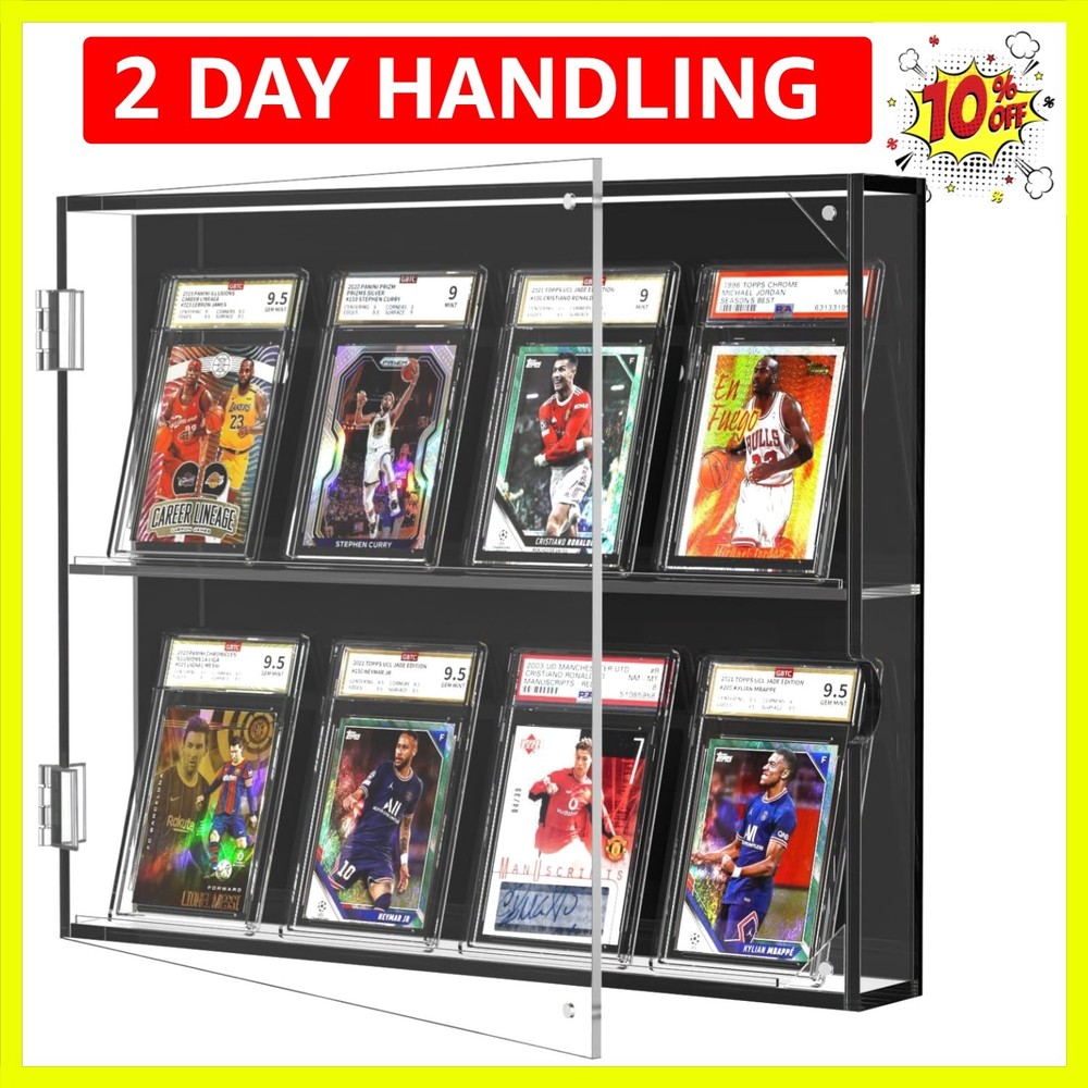 Acrylic Baseball Card Display Case,Clear View 8 Graded Trading Card Frame wit...